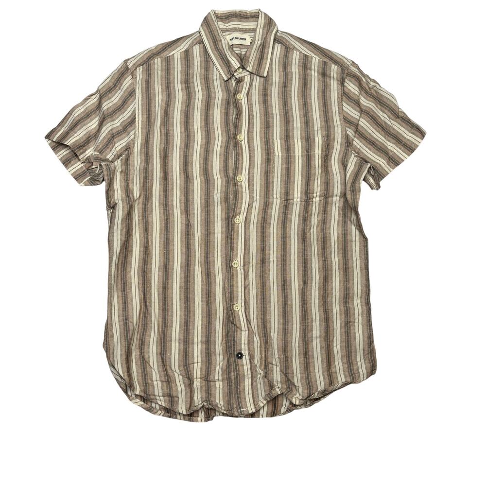 Taylor Stitch The Short Sleeve California Shirt Men's 38/S Desert Stripe Linen
